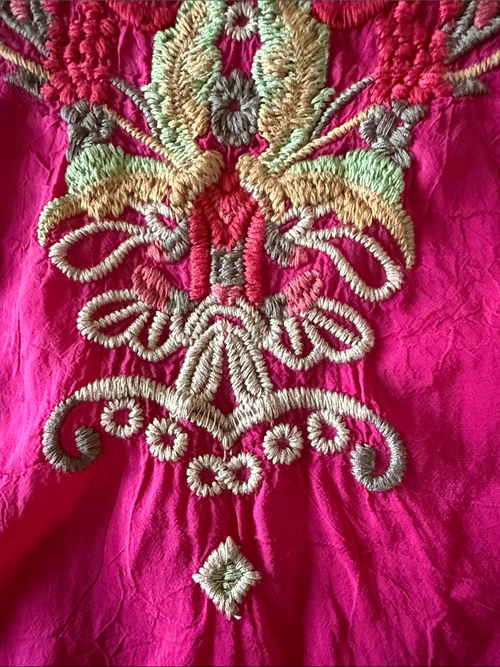 Johnny Was Gia Fuchsia Embroidered Floral 3/4 Sleeve Blouse Size XL - Picture 9 of 12